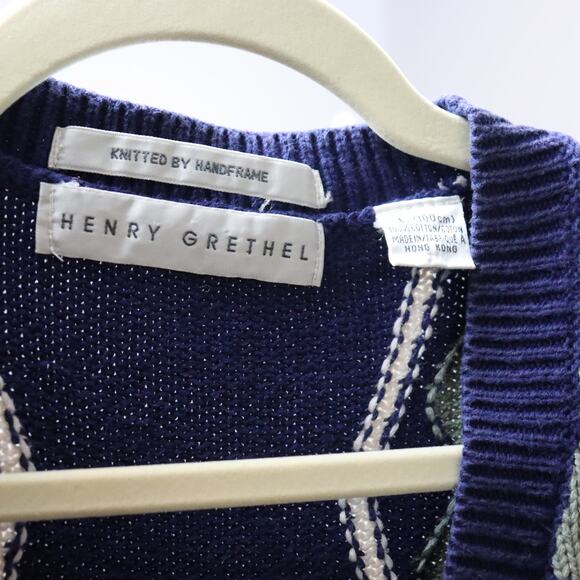 Vintage Henry Grethel Knit Sweater Vest Argyle Cardigan Style Men’s L - Picture 6 of 6